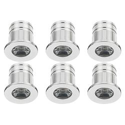 Foto van Led veranda spot verlichting 6 pack - 3w - warm wit 3000k - inbouw - rond - mat zilver - aluminium - ø31mm