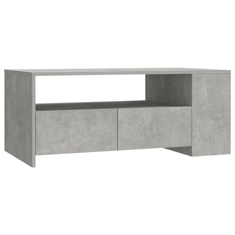 Foto van The living store salontafel betongrijs 102x55x42 cm - met opbergruimte - multifunctioneel - bewerkt hout