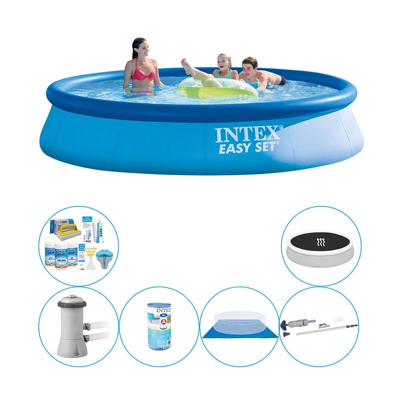 Foto van Deluxe zwembad pakket - intex easy set rond 396x84 cm