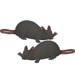 Foto van 2x stuks john toy - speelgoed halloween decoratie kunststof rat zwart 28 cm - speelfiguren