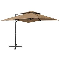 Foto van Vidaxl zweefparasol met dubbel dak 250x250 cm taupe