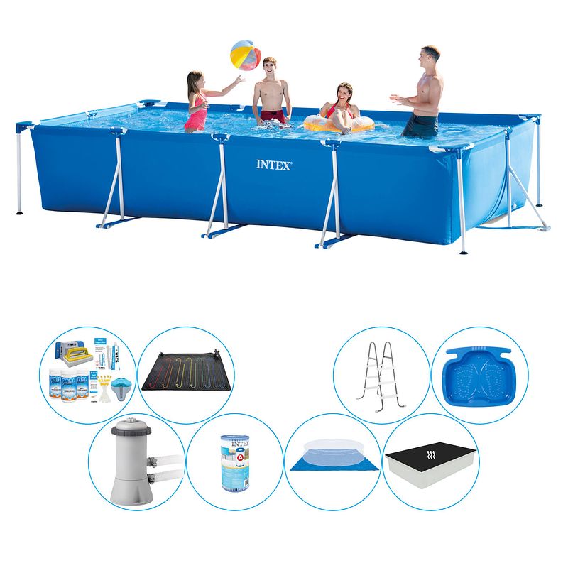 Foto van Intex frame pool rechthoekig 450x220x84 cm - deluxe zwembad pakket