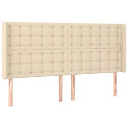 Foto van The living store klassiek hoofdbord - crème - 183x16x118/128 cm - stoffen bekleding - houten poten