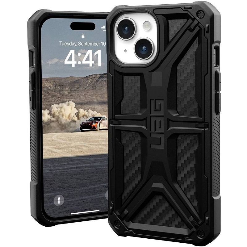 Foto van Urban armor gear monarch backcover apple iphone 15 carbon