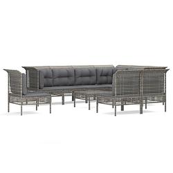 Foto van Vidaxl 10-delige loungeset met kussens poly rattan grijs