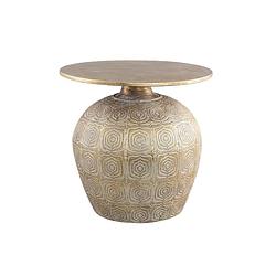 Foto van Ptmd meza bronze iron sidetable big egg shaped base rnd