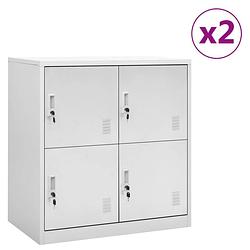 Foto van Vidaxl lockerkasten 2 st 90x45x92,5 cm staal lichtgrijs