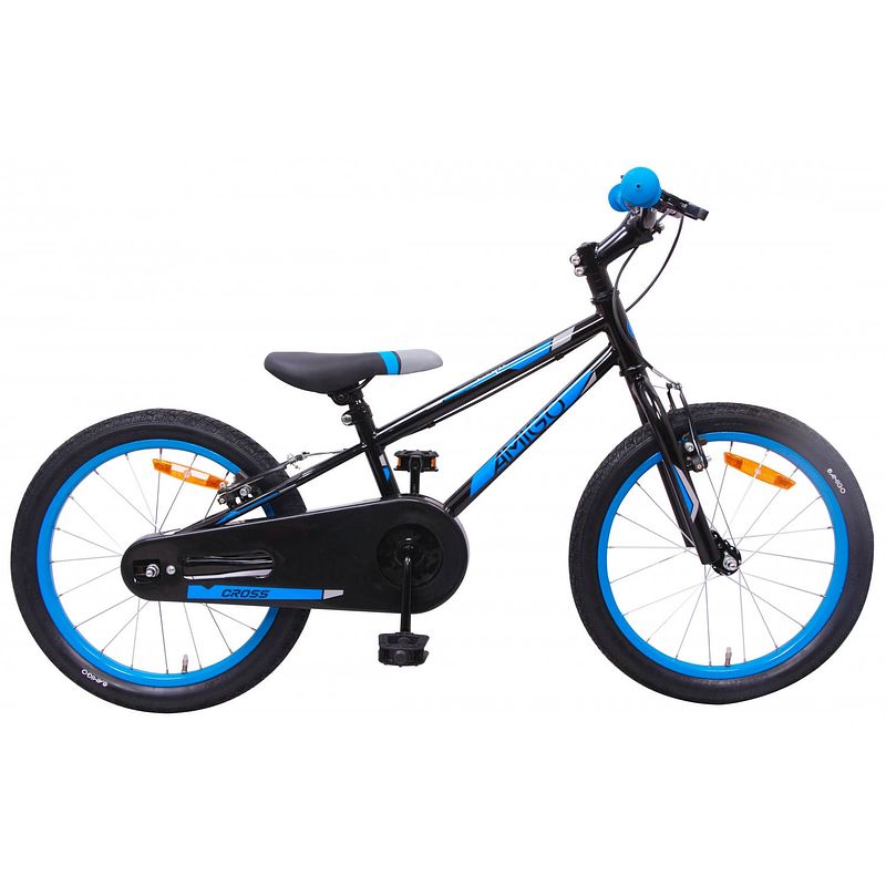 Foto van Amigo cross 18 inch 22 cm jongens v-brake zwart/blauw