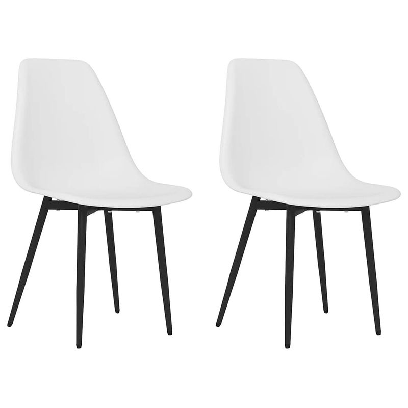 Foto van The living store eetkamerstoelen minimalistisch - set van 2 - wit - pp en gepoedercoat metaal - 46x52x84 cm (bxdxh)