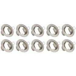 Foto van Spot armatuur 10 pack - trion - gu10 fitting - inbouw rond - mat nikkel aluminium - kantelbaar ø83mm