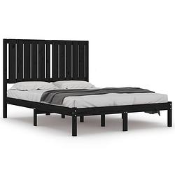 Foto van Vidaxl bedframe massief hout zwart 120x190 cm 4ft small double