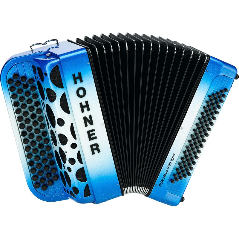 Foto van Hohner fun nova ii 80 light c-griff knopaccordeon blauw