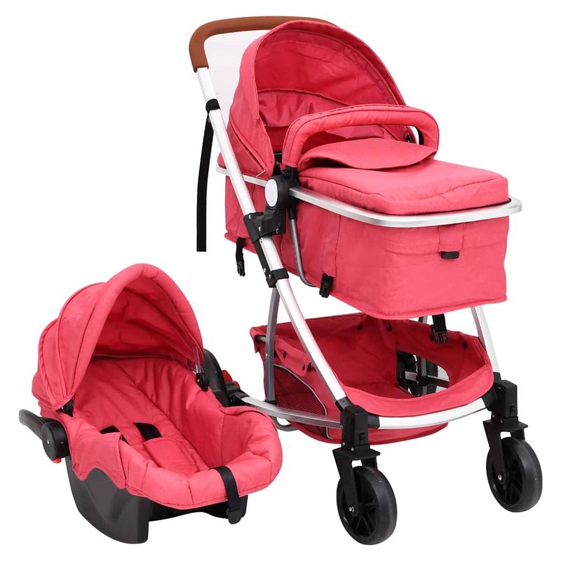 Foto van Vidaxl kinderwagen 3-in-1 aluminium rood