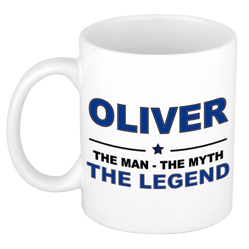 Foto van Oliver the man, the myth the legend cadeau koffie mok / thee beker 300 ml - naam mokken