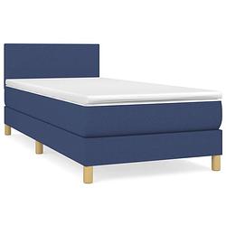 Foto van Vidaxl boxspring met matras stof blauw 80x200 cm