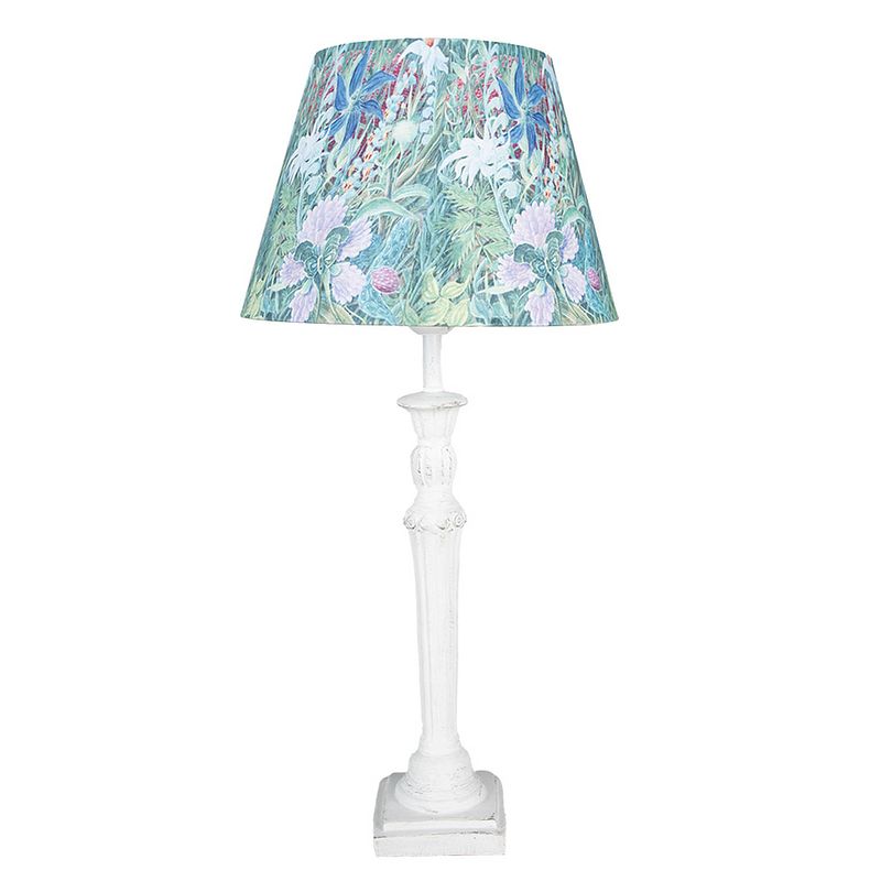 Foto van Haes deco - tafellamp - shabby chic - bloemen bedrukt lamp, ø 24x52 cm - bureaulamp, sfeerlamp, nachtlampje