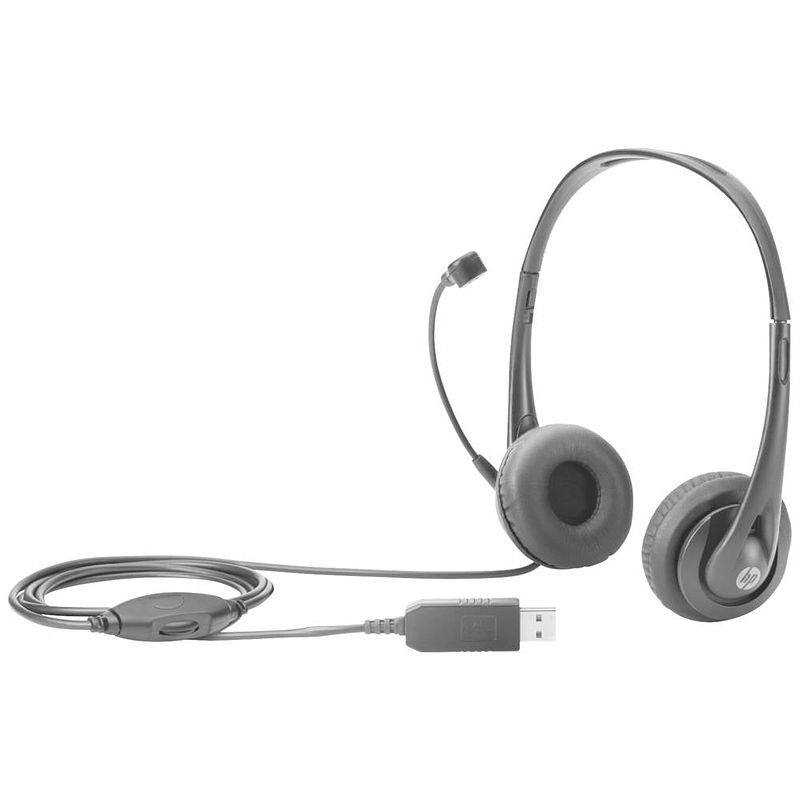 Foto van Hp usb stereo hoofdtelefoon headset hoofdband kantoor/callcenter zwart stereofonisch china