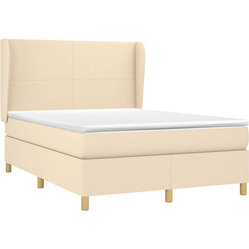 Foto van The living store boxspringbed - comfort - bed - 203 x 147 x 118/128 cm - crème