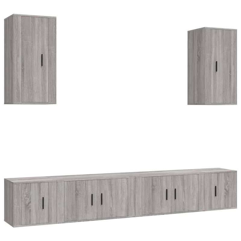 Foto van The living store tv-meubelset - grijs sonoma eiken - 2x 80x34.5x40cm - 2x 40x34.5x40cm - 2x 40x34.5x80cm