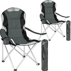 Foto van Tectake stoelenset - 2 stuks - luxe campingstoelen - grijs- zwart