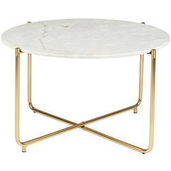 Foto van Giga meubel gm salontafel wit marmer 70cm - gouden onderstel - tafel timpa