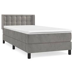 Foto van The living store boxspringbed - comfort - bed - 203 x 93 x 78/88 cm - lichtgrijs - fluweel - pocketvering matras -