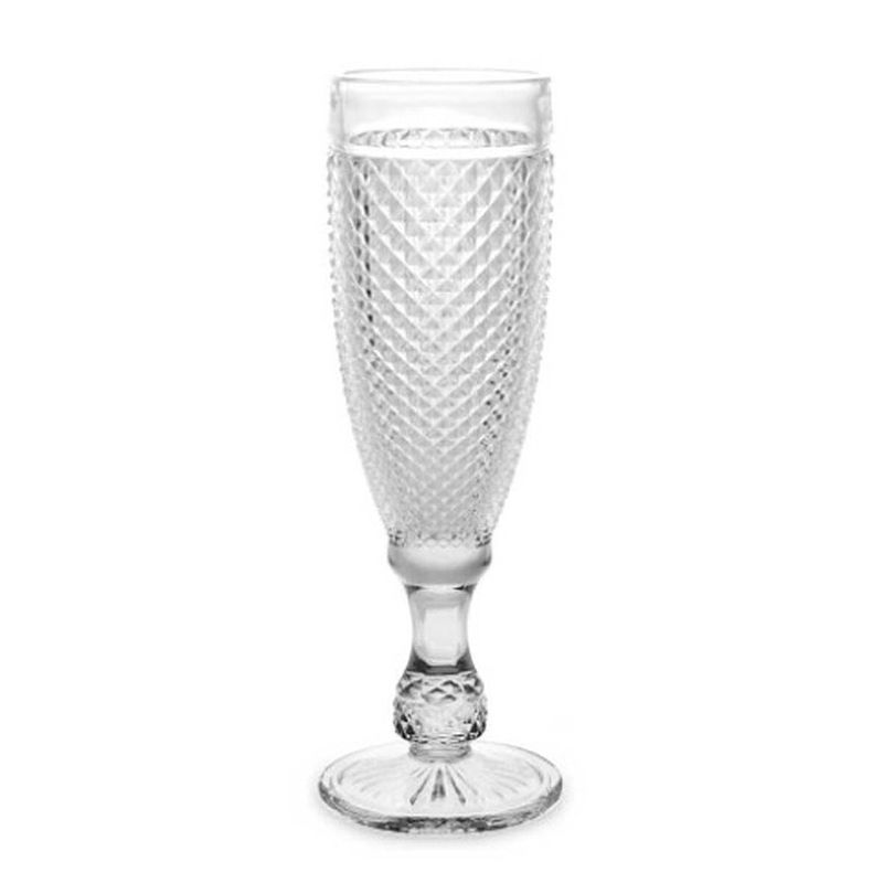 Foto van Champagneglas diamant transparant glas 185 ml (6 stuks)