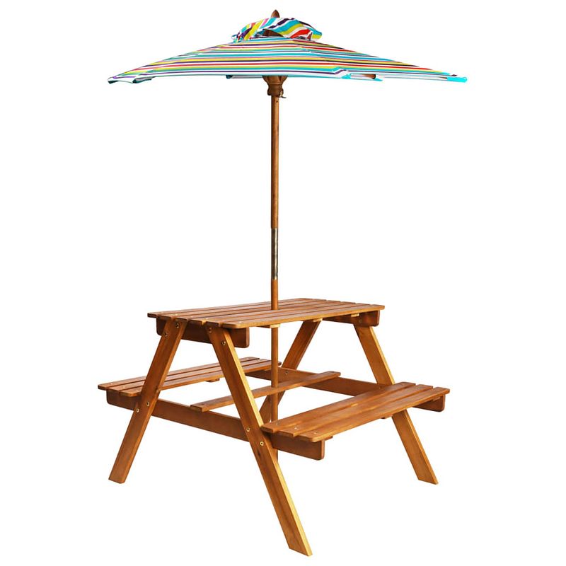 Foto van Vidaxl kinderpicknicktafel met parasol 79x90x60 cm massief acaciahout