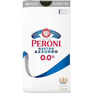 Foto van Peroni nastro azzuro 0,0% alcoholvrij fles 6 x 300ml bij jumbo