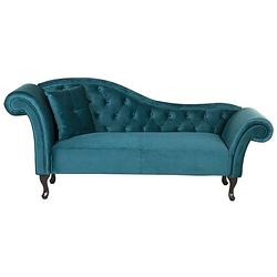 Foto van Beliani lattes - chaise longue-blauw-fluweel