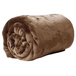 Foto van Droomtextiel enzo bank plaid rock bruin 130 x 180 cm - fleece deken - super zacht - warm en donzig