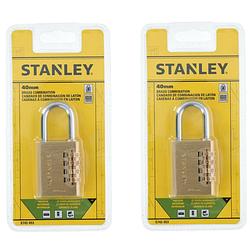 Foto van Stanley hangslot/4-cijferslot - 2x stuks - 40 mm - 9 x 19 cm - hangsloten