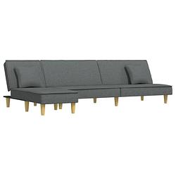 Foto van The living store l-vormige slaapbank - donkergrijs - 255 x 140 x 70 cm - inclusief chaise longue en kussens