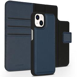 Foto van Accezz premium leather 2 in 1 wallet book case voor apple iphone 13 mini telefoonhoesje blauw
