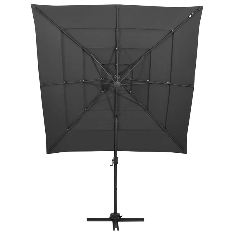 Foto van The living store parasol 4-laags - 250x250x246 cm - uv-beschermend polyester - aluminium paal - inklapbaar - antraciet