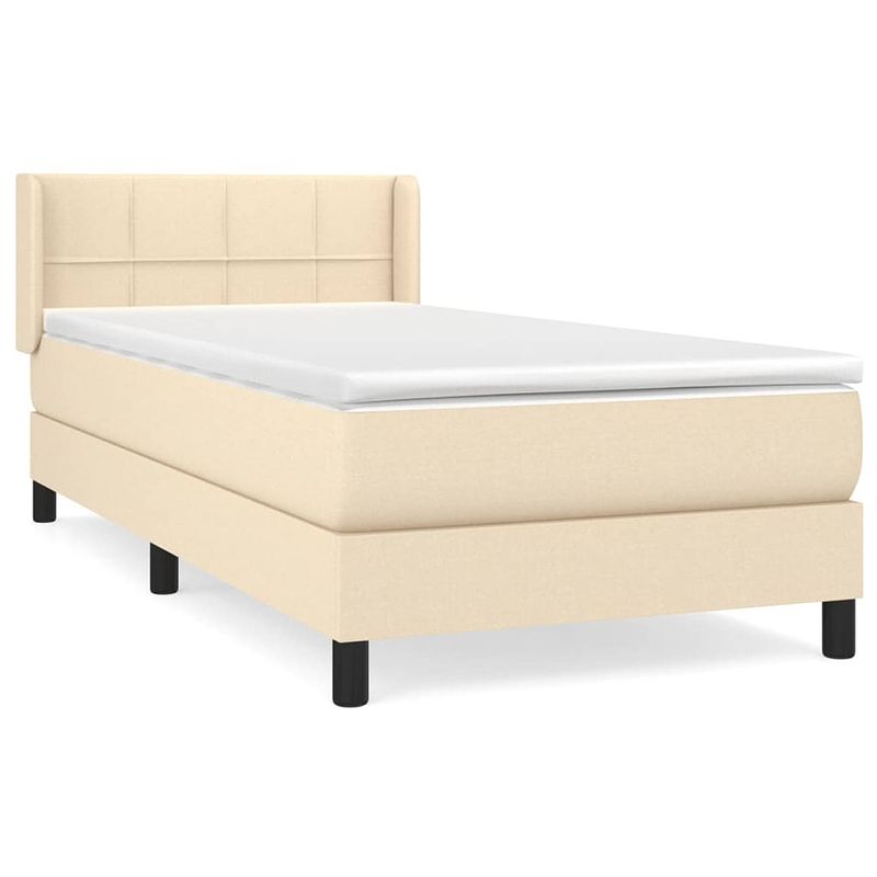 Foto van The living store boxspringbed - crème - 203 x 103 x 78/88 cm - pocketvering - middelharde ondersteuning -