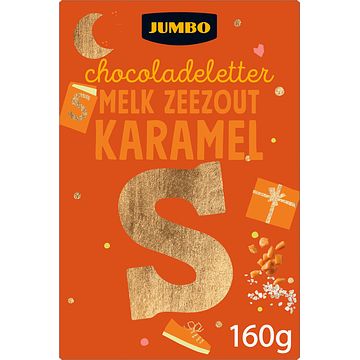 Foto van Jumbo chocoladeletter melk zeezout karamel s 160g aanbieding bij jumbo | 2 voor 4.50