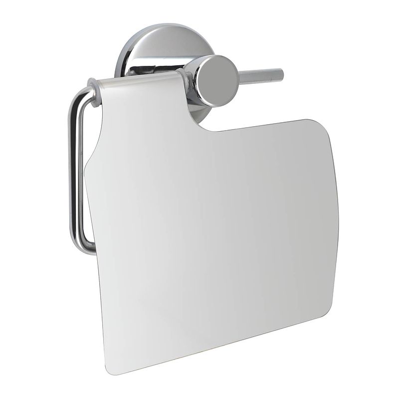Foto van 4bathroomz® oslo toiletrolhouder met klep - wc rolhouder - chroom