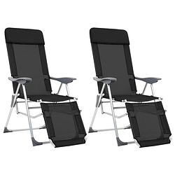 Foto van Vidaxl campingstoelen met voetensteun inklapbaar aluminium zwart 2 st