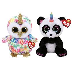 Foto van Ty - knuffel - beanie buddy - enchanted owl & paris panda