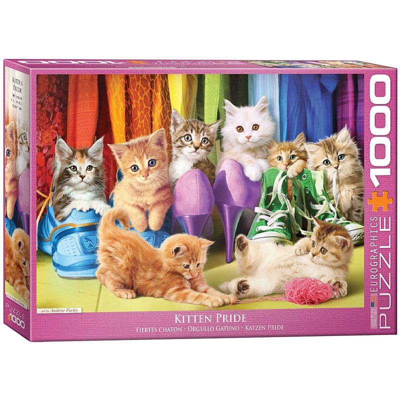 Foto van Eurographics puzzel kitten footware - 1000 stukjes