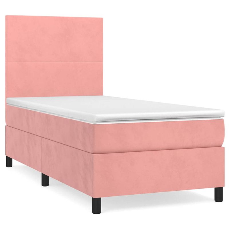 Foto van Vidaxl boxspring met matras fluweel roze 90x200 cm