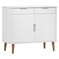 Foto van Vidaxl dressoir 90x40x80 cm massief grenenhout wit