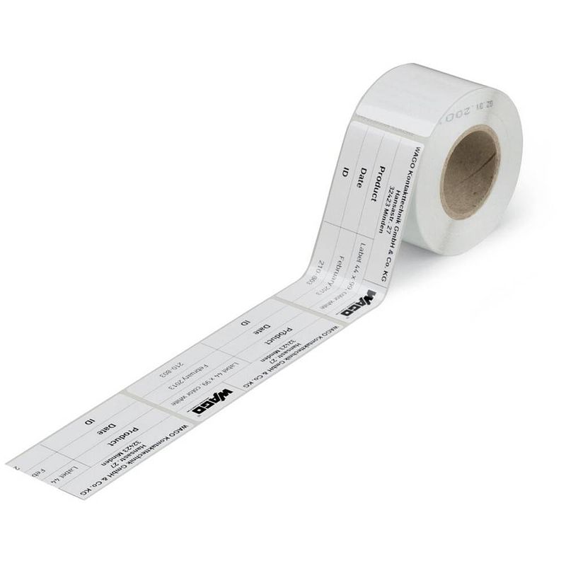 Foto van Wago 210-803 210-803 etiketten voor thermotransferprinter markeringsvlak: 99 x 44 mm wit aantal markeringen: 500 500 stuk(s)