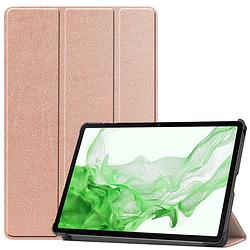 Foto van Basey samsung galaxy tab s8 plus hoesje kunstleer hoes case cover - rose goud