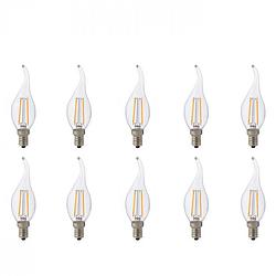 Foto van Led lamp 10 pack - kaarslamp - filament flame - e14 fitting - 4w - warm wit 2700k