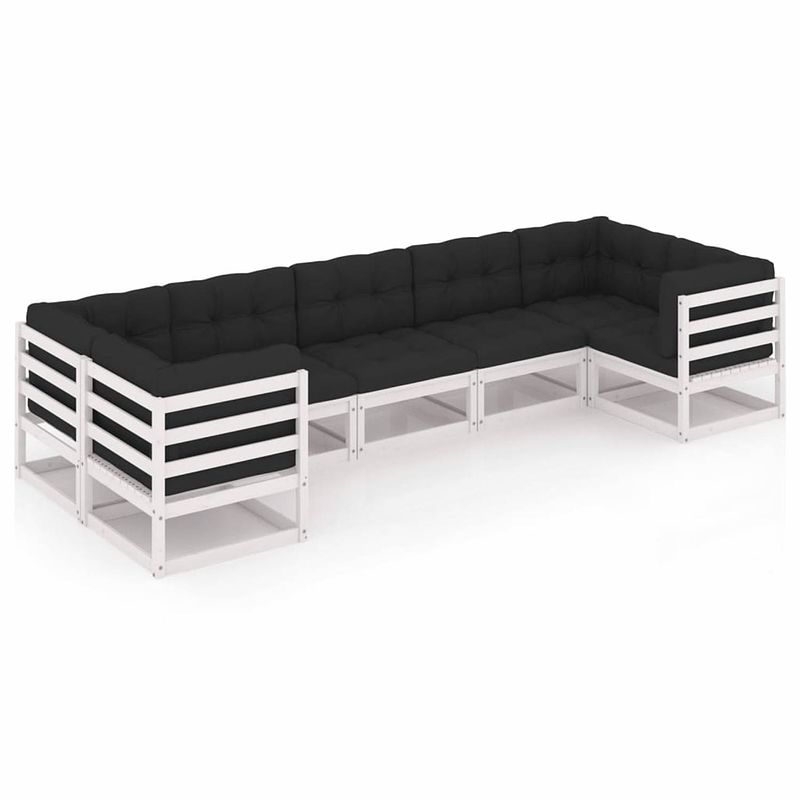 Foto van Vidaxl 7-delige loungeset met kussens massief grenenhout wit