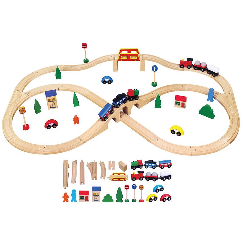 Foto van Viga toys treinset junior 41,5 x 28,5 x 7,5 cm hout 40-delig