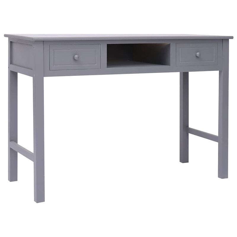 Foto van The living store bureau vintage hout - 110x45x76 cm - grijs paulownia - populierenhout