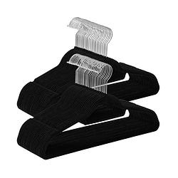 Foto van Ibella living kledinghangers kleerhangers zwart 50 stuks anti-slip